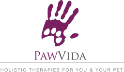 PawVida logo with purple handprint